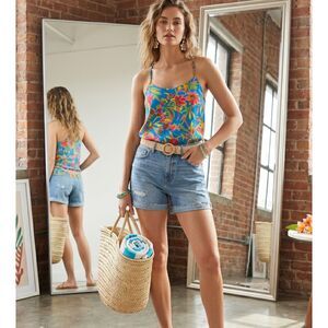 J. Crew Tropical Floral Racerback Cami Top | Vacation Coastal Dopamine | size 2